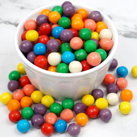 The Hampton Popcorn Company rainbow fruit-flavored gumballs ideal for favors.