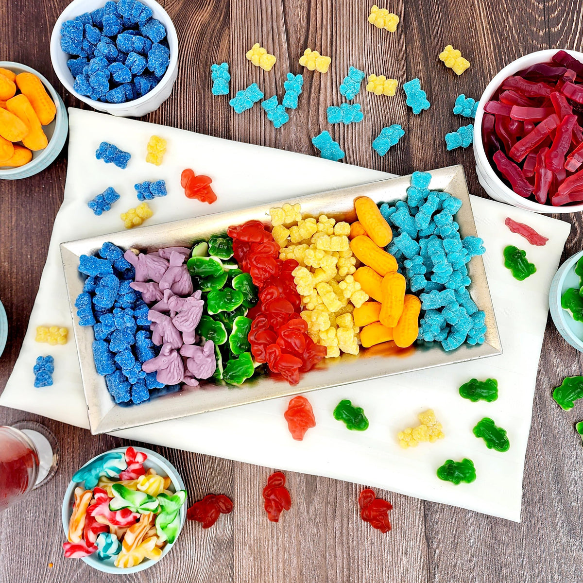 The Hampton Popcorn Company rainbow gummy bears 2.2 lb bulk product, perfect for party favors.