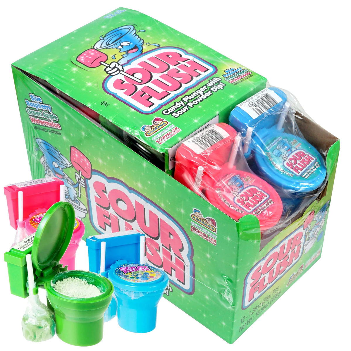 The Hampton Sour Flush toilet candy 12-pack ready for party favors.