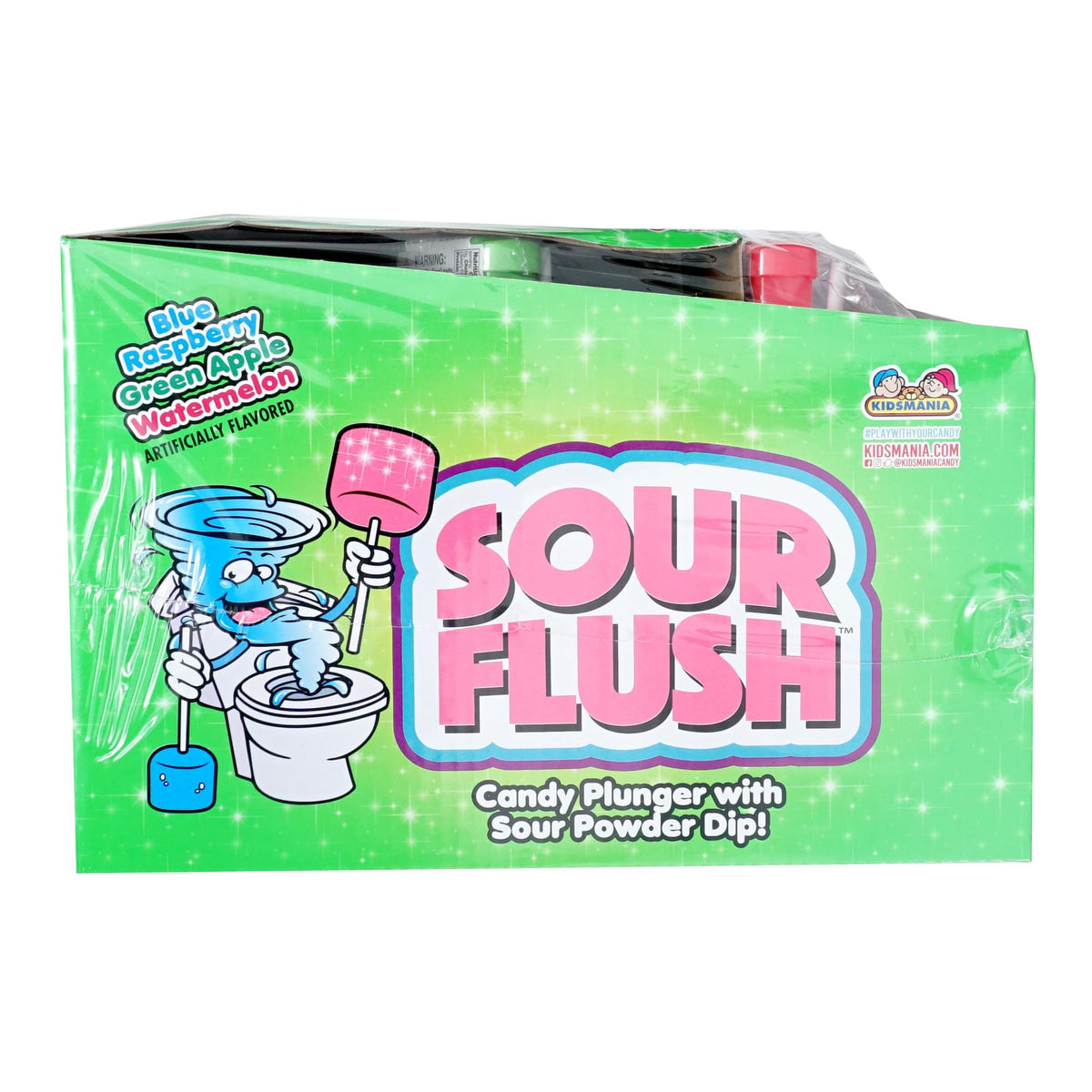 Toilet container with plunger dipper for interactive snacking.