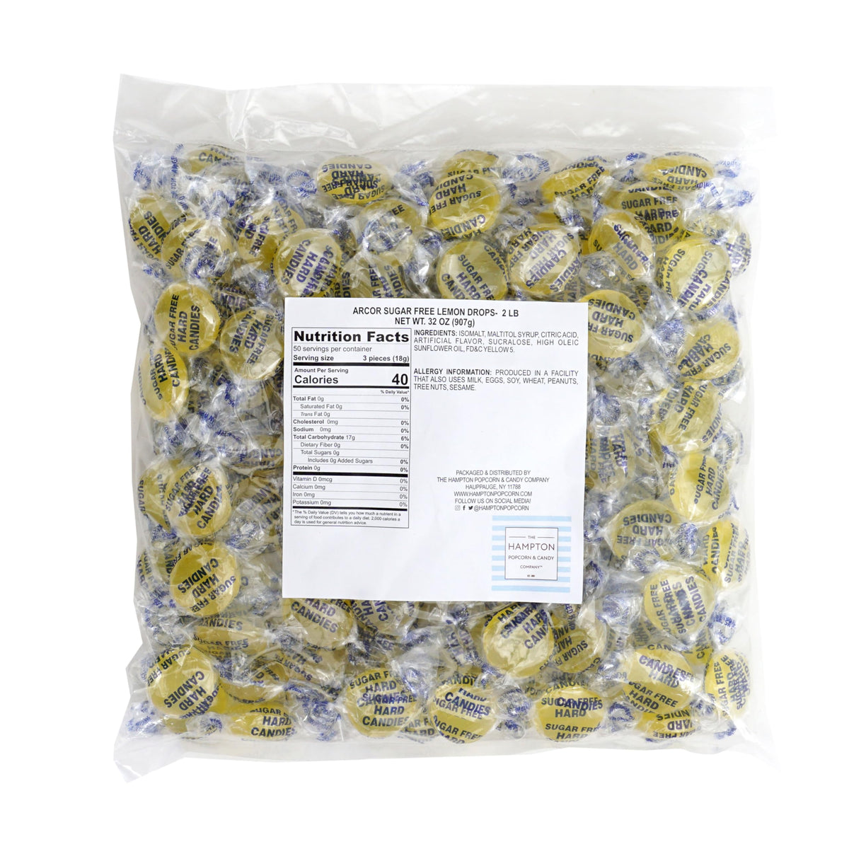 The Hampton Sugar-Free Lemon Drops individually wrapped candies for easy on-the-go snacking
