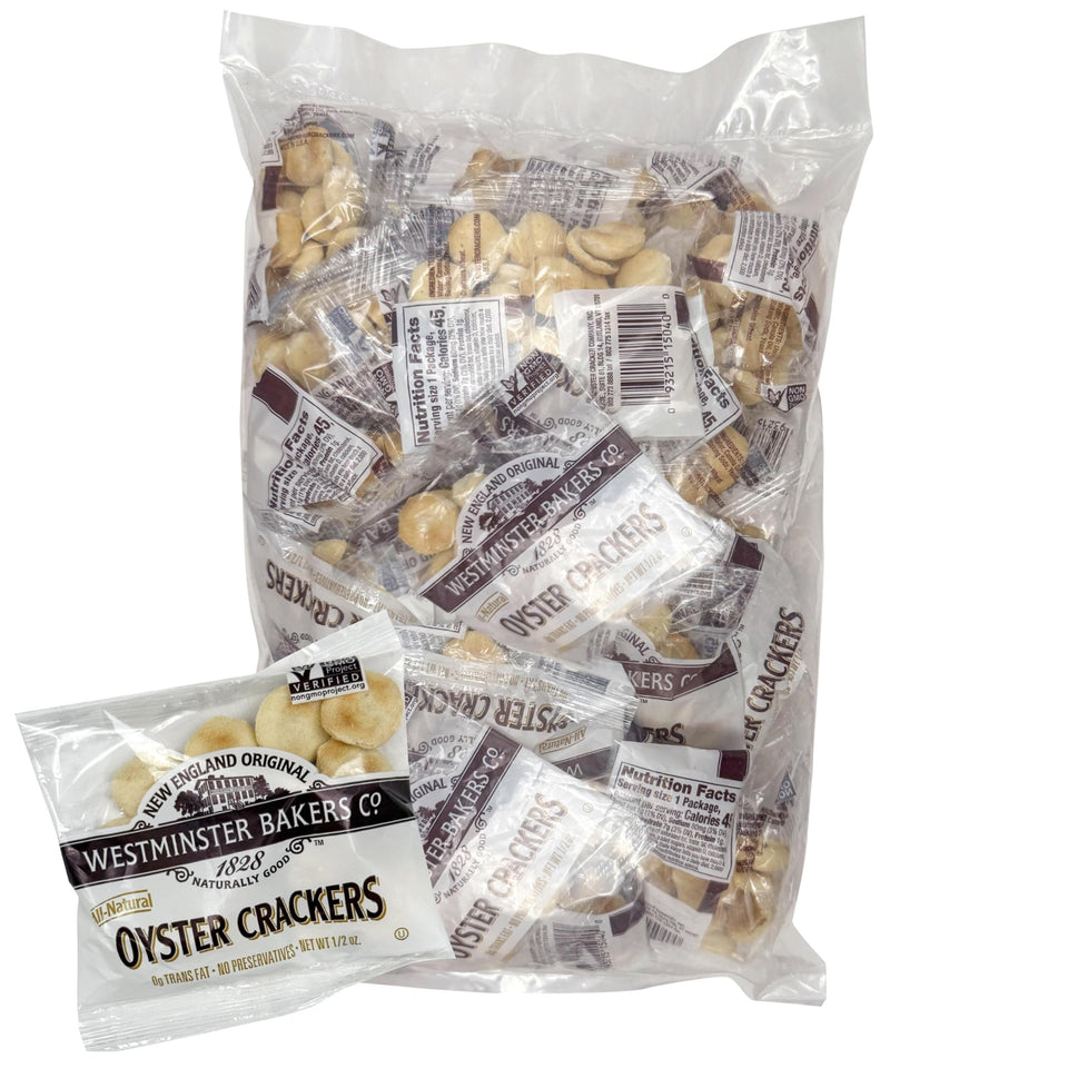 The Hampton Westminster Oyster Crackers closeup, crisp crackers for soups.