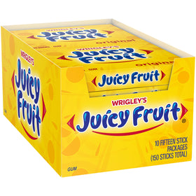 The Hampton Candy Company Wrigley Juicy Fruit gum 150 sticks in 10 packs for sharing.