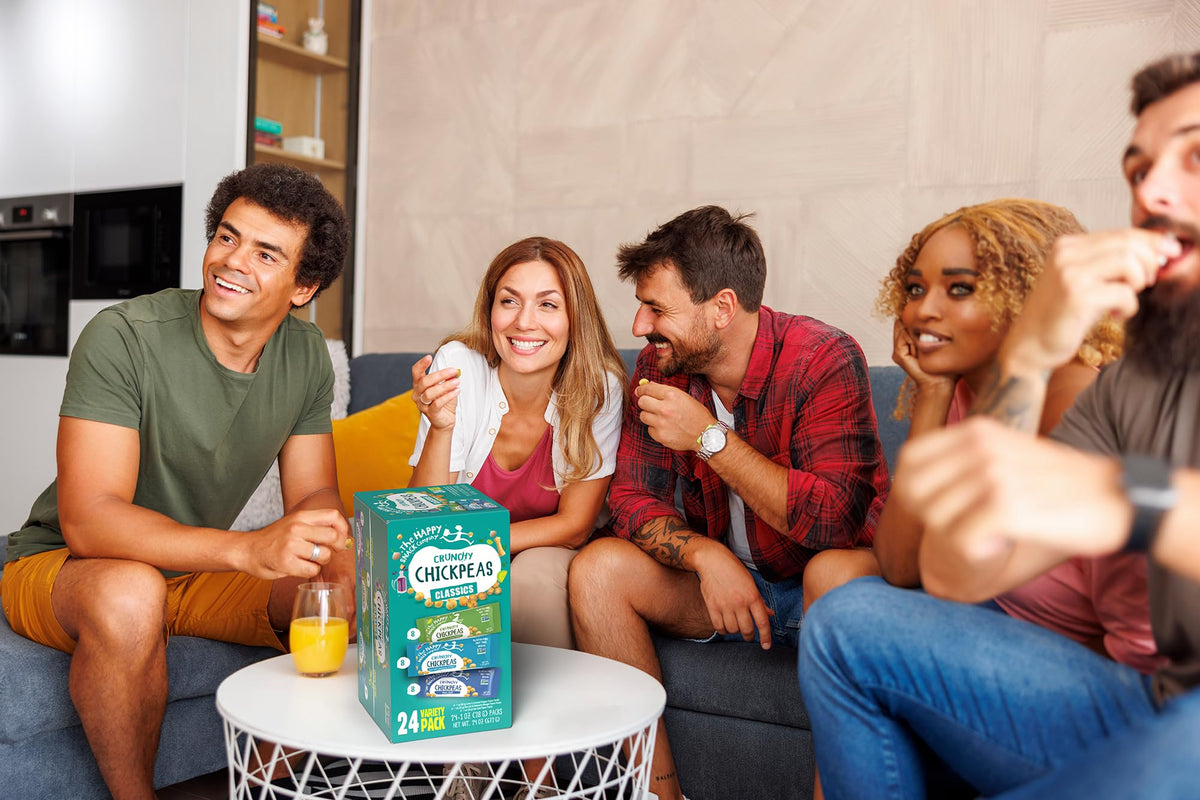 The Happy Snack Company Crunchy Chickpeas Classics Lime Cracked Pepper Pack: grab-and-go flavor variety.