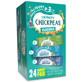 The Happy Snack Company Crunchy Chickpeas Classics Sea Salt snack—high-fiber plant-based snack.