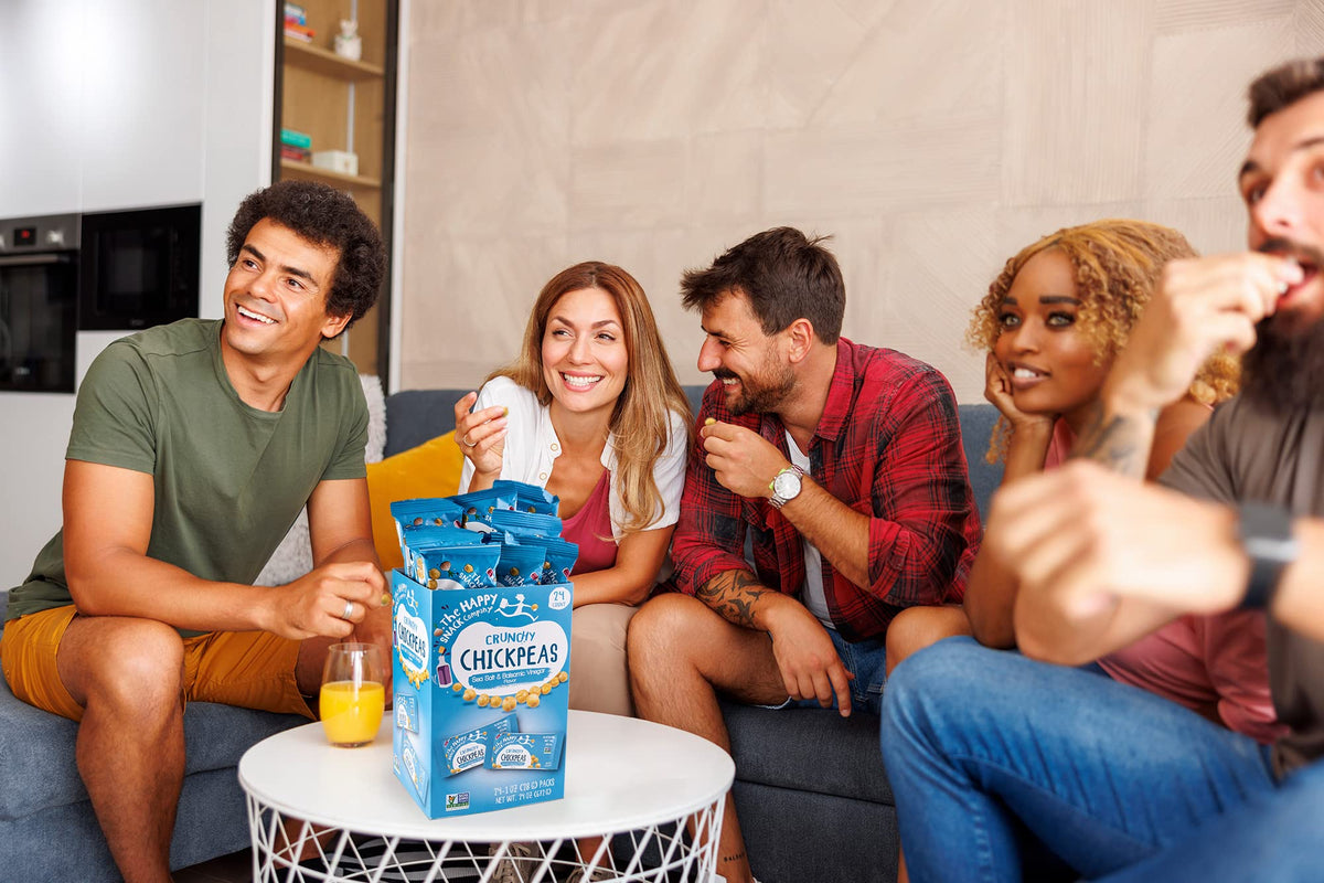 The Happy Snack Company texture closeup captures crunchy bite and seasonings
