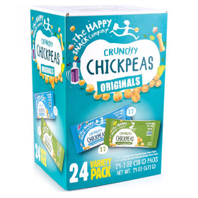 The Happy Snack Company Crunchy Chickpeas Sea Salt Balsamic bag – crunchy high-fiber snack.