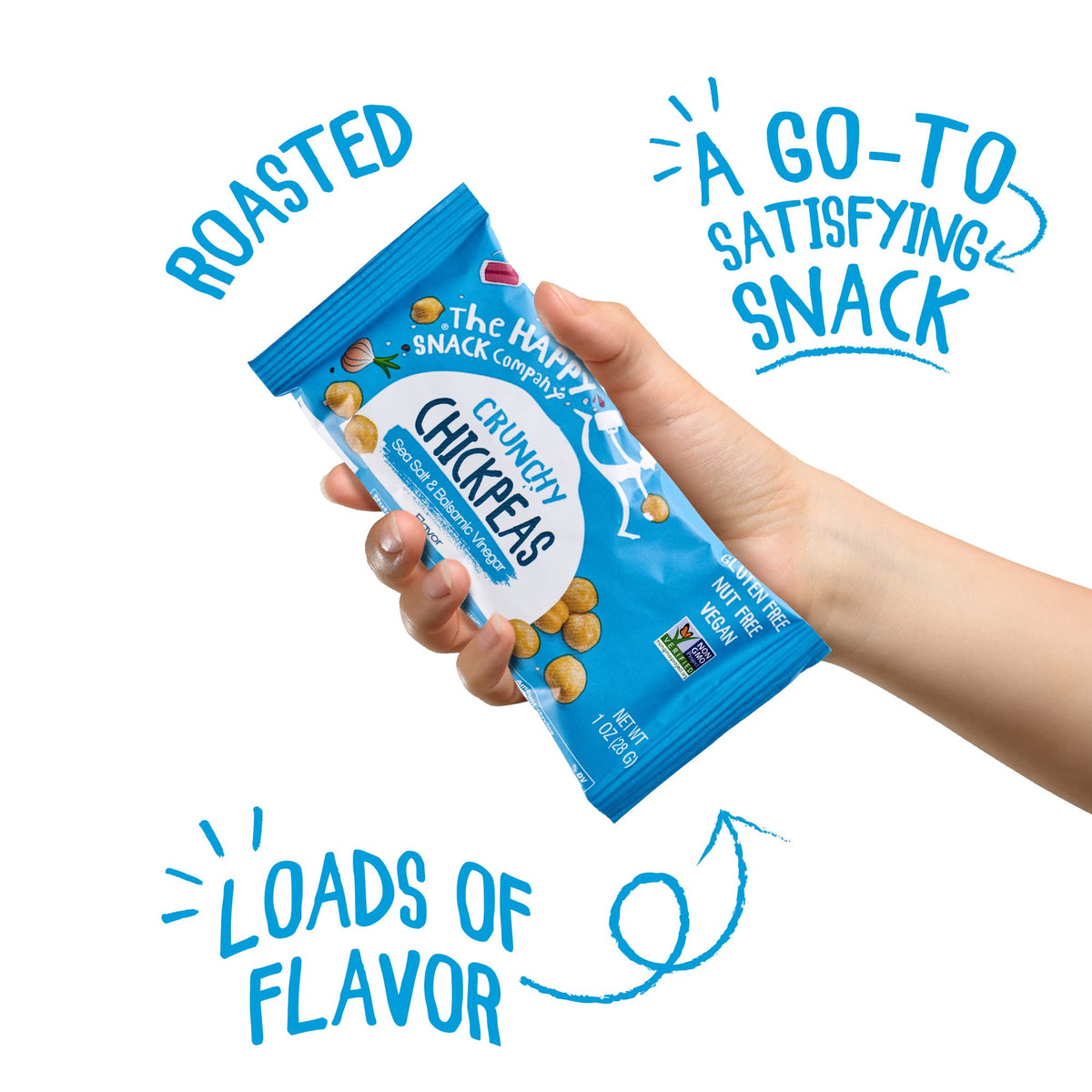 The Happy Snack Company ingredients list closeup highlights plant-based allergen-friendly credentials
