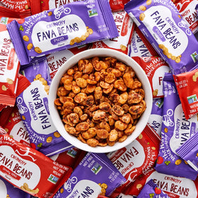 Plant-based protein snack with high fiber per serving.