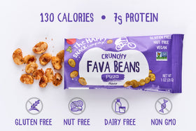 Roasted fava beans from The Happy Snack Company, crunchy texture.