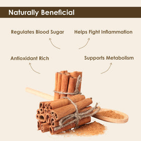 The Holly Tree Organic Cinnamon Powder with measuring spoon in a recipe setup.