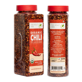 The Holly Tree crushed red pepper flakes close-up jar, enhances sauces