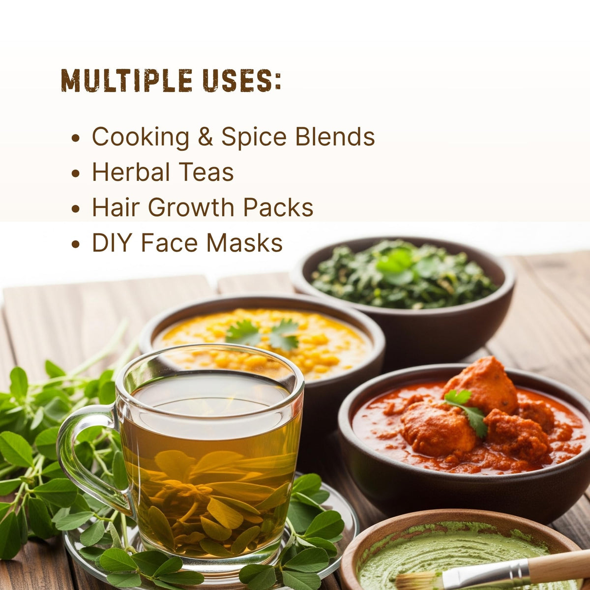 Hair mask with fenugreek powder, a simple step in DIY care rituals.