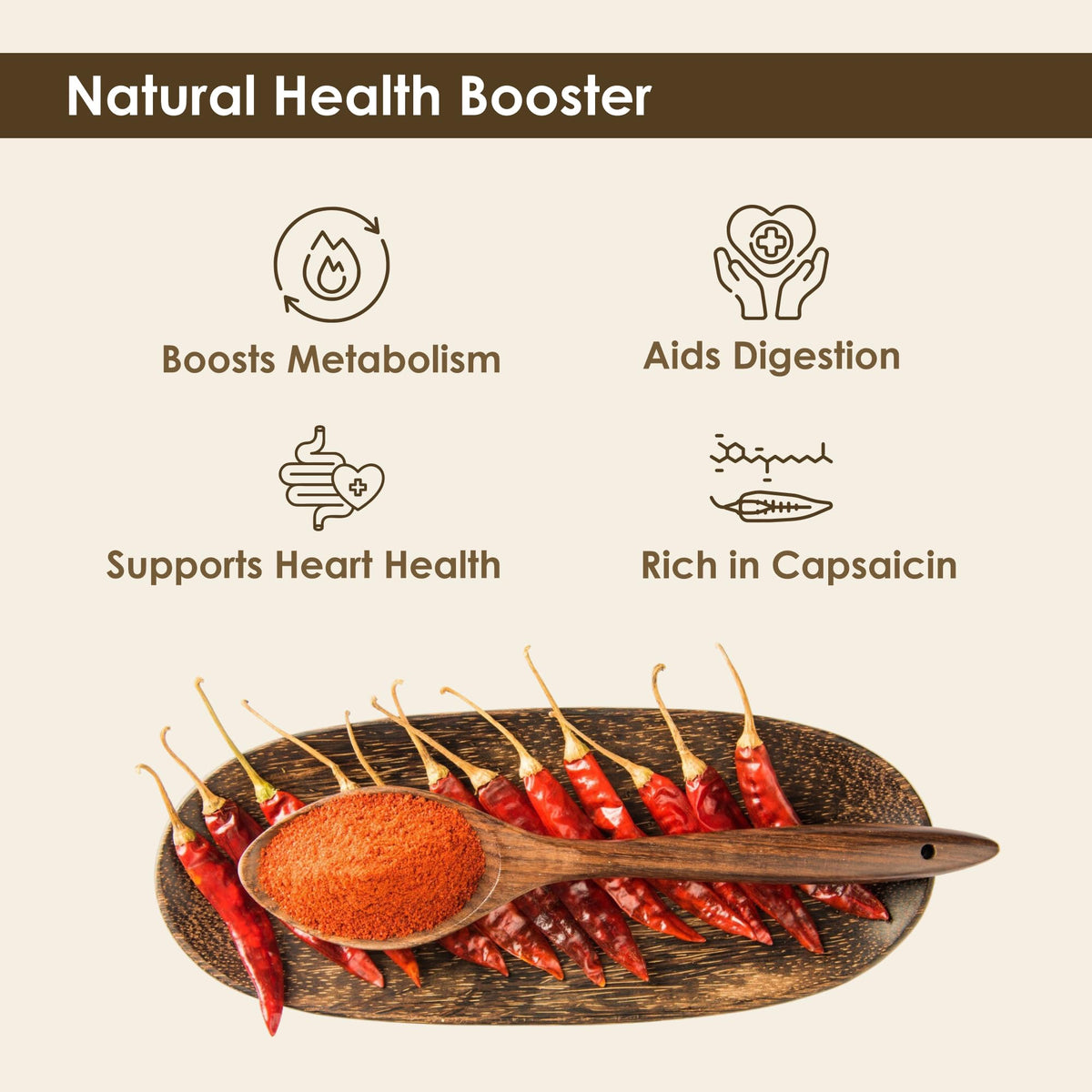 Dried red chiles used for The Holly Tree cayenne pepper powder provide bold heat.