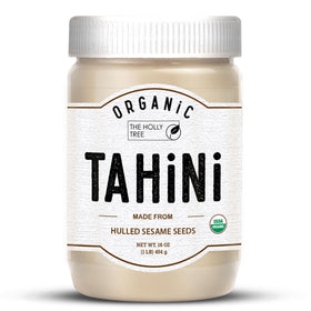 The Holly Tree Organic Tahini Paste with silky texture from hulled sesame seeds for spreads.