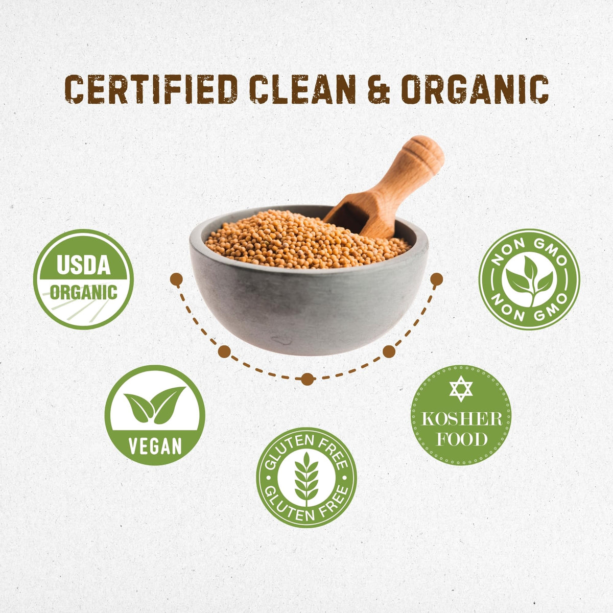 The Holly Tree Organic Yellow Mustard Powder bowl shows versatile seasoning for sauces.