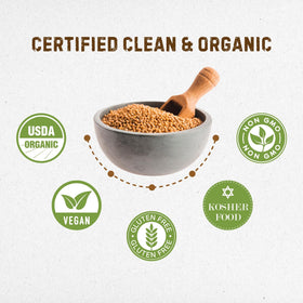 The Holly Tree Organic Yellow Mustard Powder bowl shows versatile seasoning for sauces.