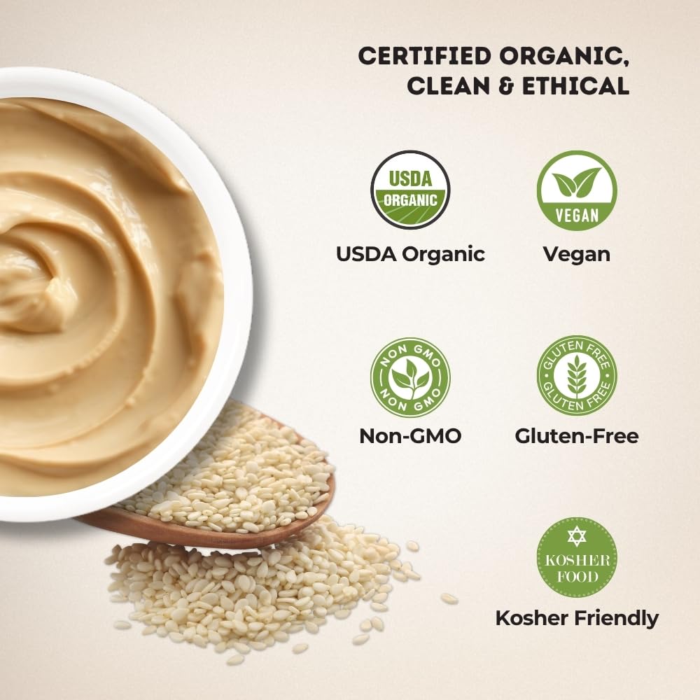 The Holly Tree Tahini Dressing essential, smooth sesame paste for sauces and dips.