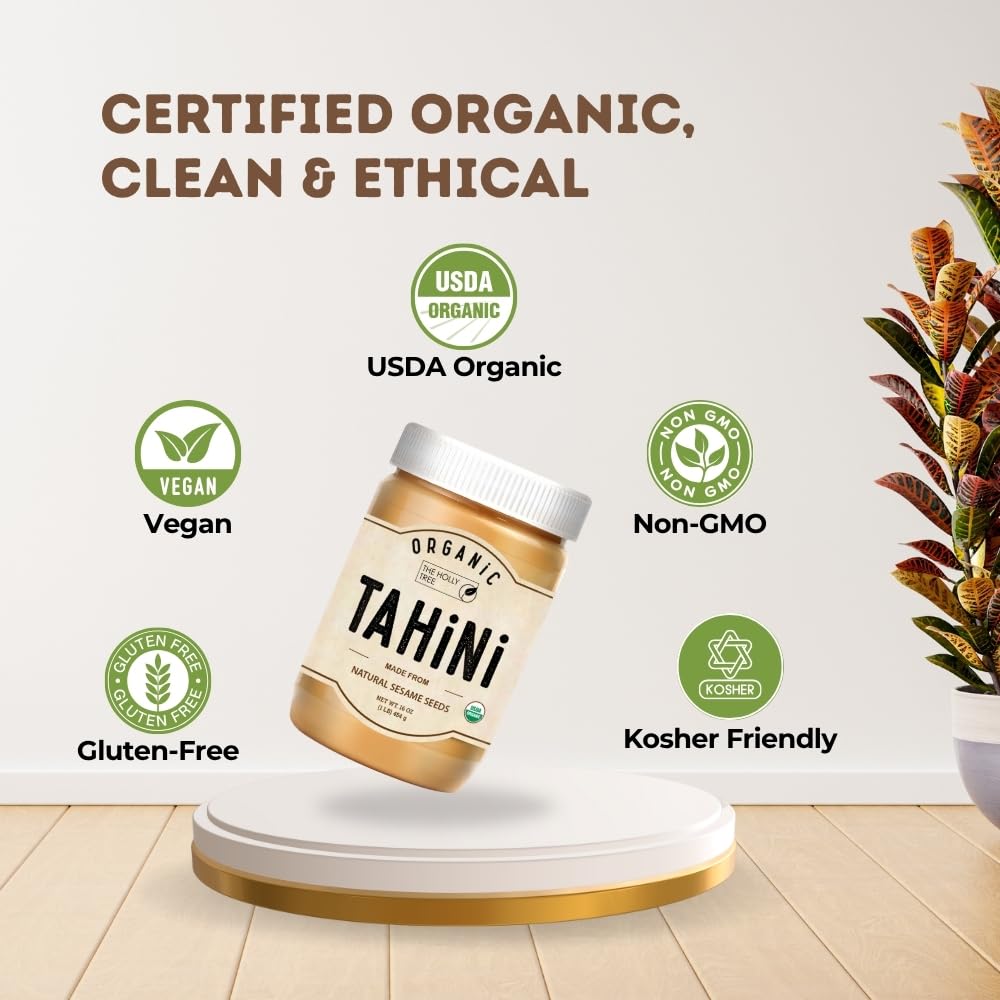 The Holly Tree Tahini Paste close-up highlighting stone-ground texture