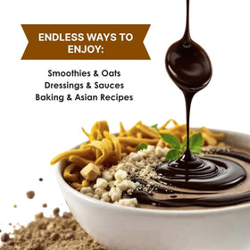 Toasted sesame aroma in The Holly Tree black tahini paste.