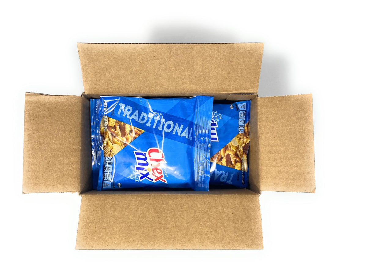 The Holy South Chex Mix Traditional multi-pack display showing options.