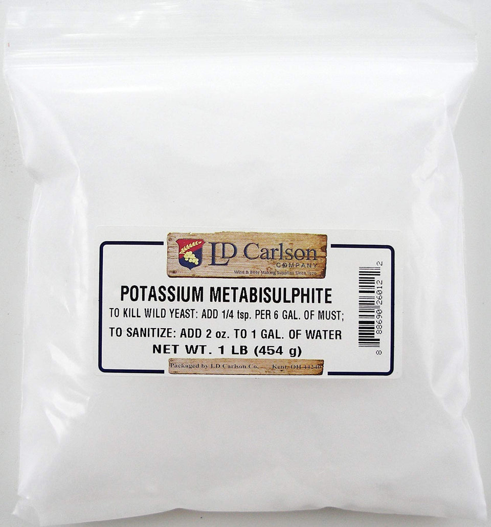 The Homebrew Shop Potassium Metabisulphite 1 lb bottle for sterile sanitation in winemaking