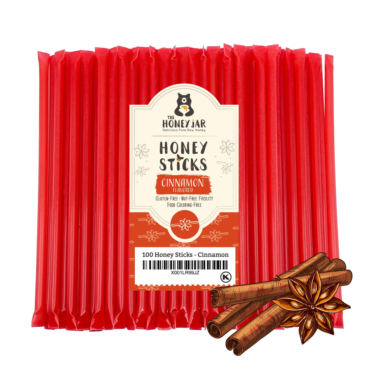 The Honey Jar Cinnamon honey stick for tea, natural flavor.