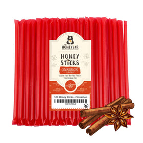 The Honey Jar Cinnamon honey stick for tea, natural flavor.