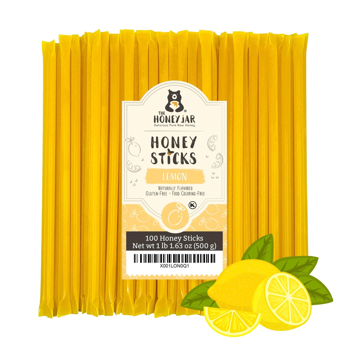 The Honey Jar Lemon Sticks packaging close-up, highlighting premium local honey.