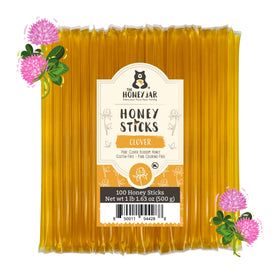 The Honey Jar Plain Honey Sticks packaging shows BPA-free convenience for on-the-go sweetness.
