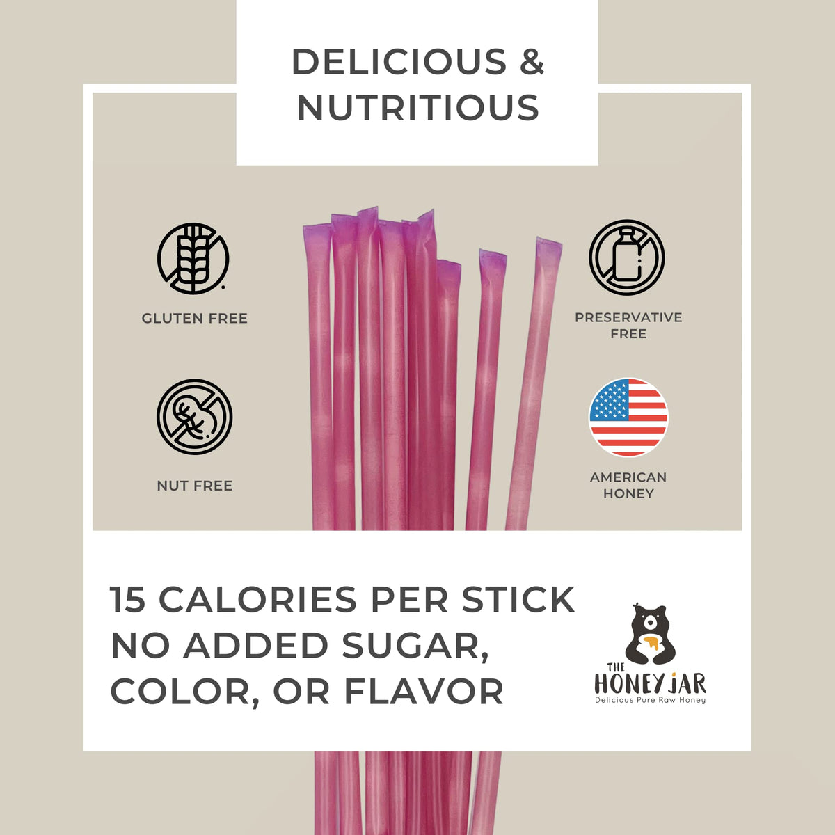 Raspberry honey stick in a cup highlighting simple sweetening for beverages.