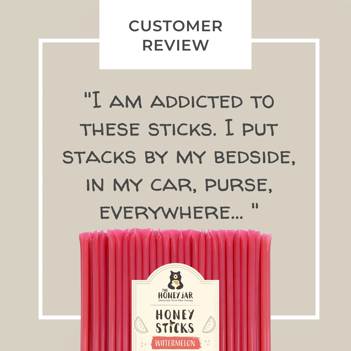 The Honey Jar Watermelon flavored honey stick dispense demonstrates easy squeeze into beverages.