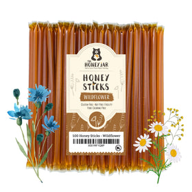 The Honey Jar Wildflower Honey Sticks pour into tea for natural flavor.