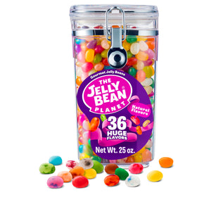 The Jelly Bean Planet 36-flavor jelly beans in a bulk jar for party use and gifting.