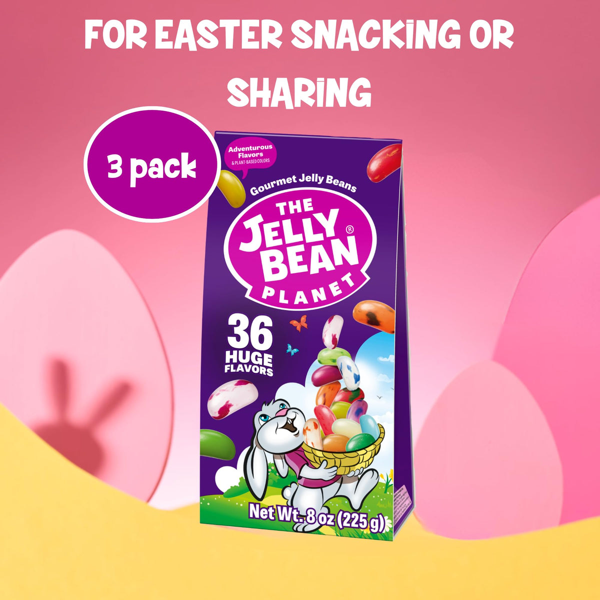 The Jelly Bean Planet sharing bags showcase a 3-pack, perfect for classroom treats and party bags.