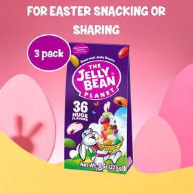 The Jelly Bean Planet sharing bags showcase a 3-pack, perfect for classroom treats and party bags.