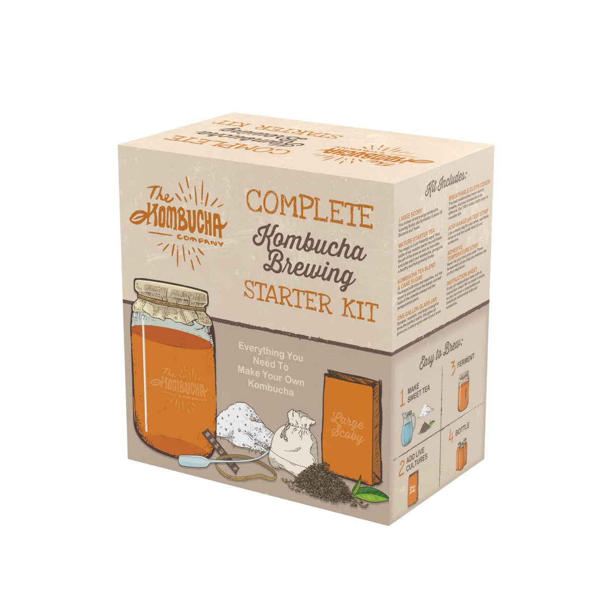 The Kombucha Company detailed brewing instructions guide beginner-friendly fermentation steps.