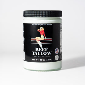 The Lady May beef tallow poured for crisp sautéed vegetables.
