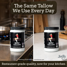 The Lady May beef tallow kitchen essential for keto-friendly cooking.