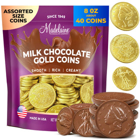 The Madelaine Chocolate Co gold foil coin wrapped for Easter treats.