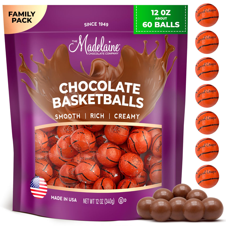The Madelaine Basketball candy close-up for premium party favors