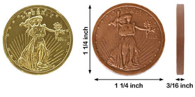 The Madeleine Chocolate Company Madelaine gold coins shown in an Easter basket display.