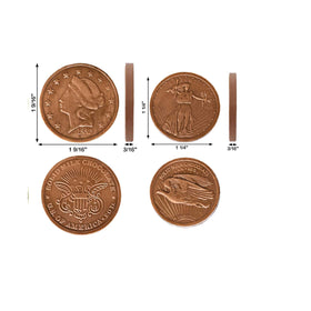 Gold coins in a basket highlighting Easter basket stuffing option for celebrations.