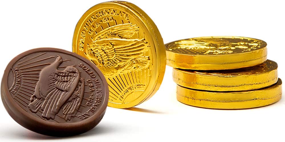 The Madeleine Chocolate Company Madelaine gold coins ideal for party favors and classroom treats.