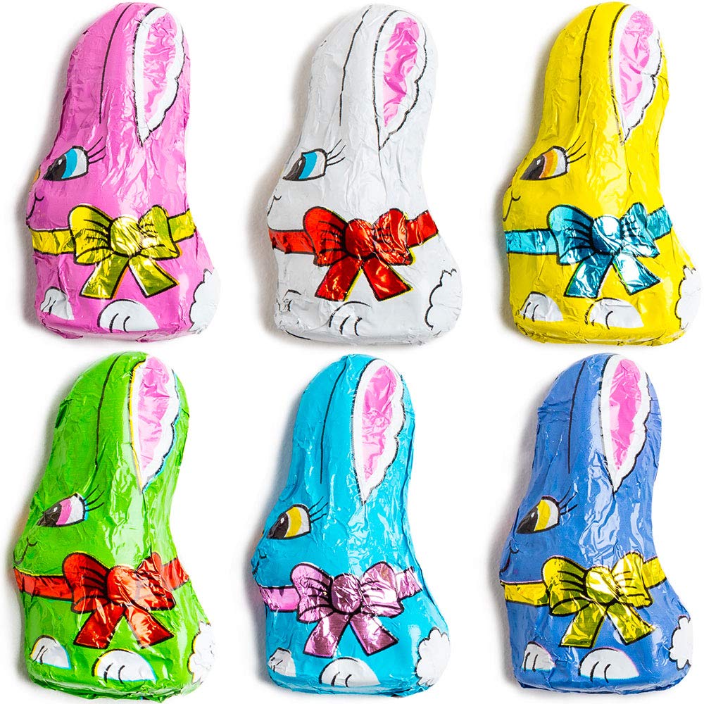 The Madeleine bunny wrapped with ribbon, ideal for Easter table decor.