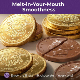 The Madeleine Easter coins with embossed gold designs for elegant decor.