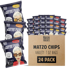 The Matzo Project Everything chips 1oz bag, perfect for dipping and on-the-go snacking.