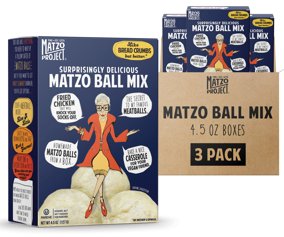 The Matzo Project matzo ball mix packaging shown for quick weeknight meals