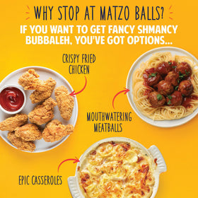Plated matzo balls from The Matzo Project for serving