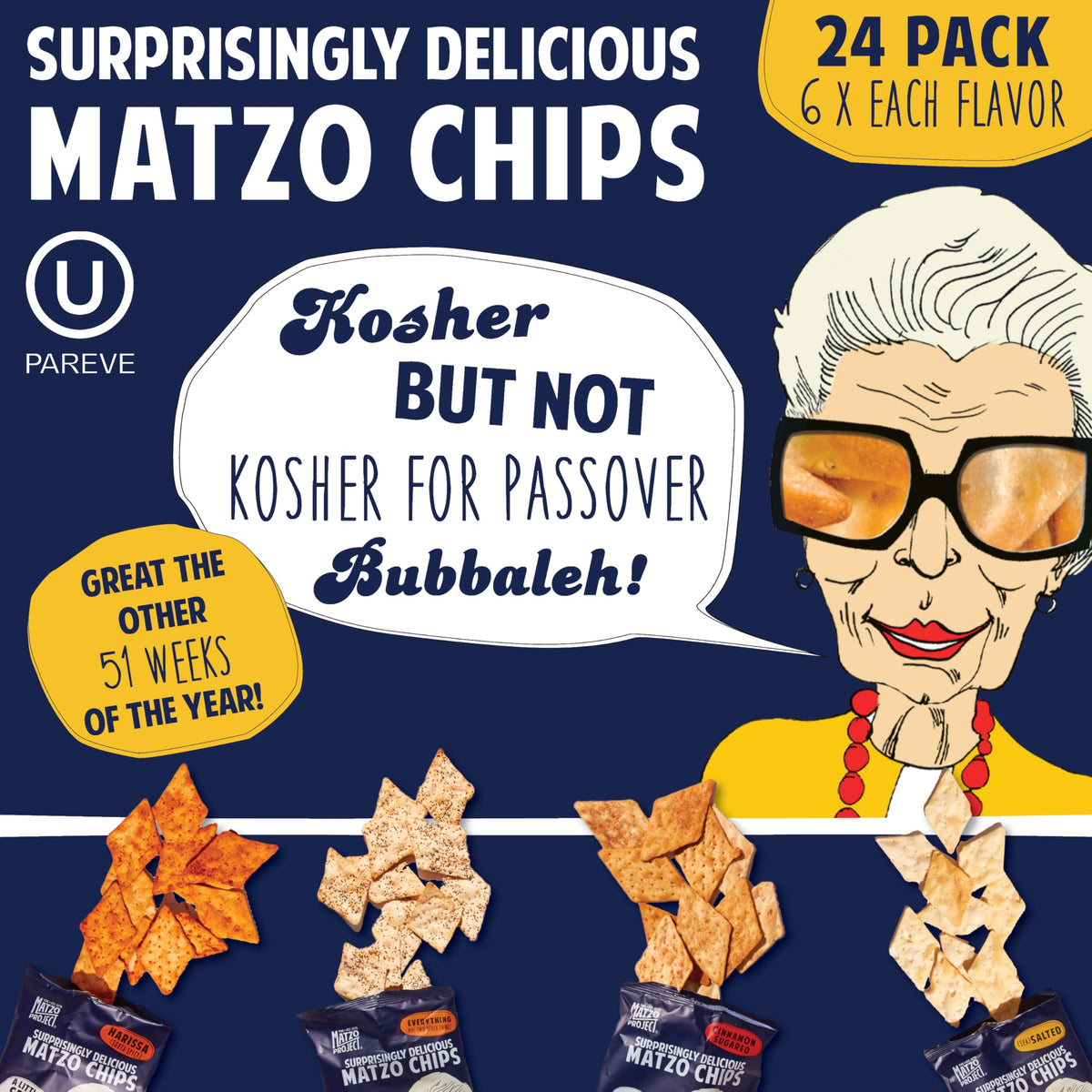 The Matzo Project Salted chips 1oz bag, versatile with cream cheese or hummus.